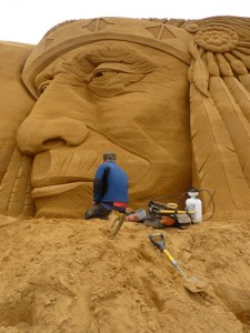 Jamie Wardley sculpting in sand