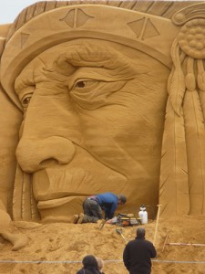 Jamie Wardley sculpting in sand