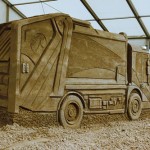 sand sculpture of Dennis truck
