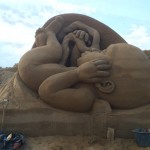 Sand Sculpture of Foetus holding umbilical cord