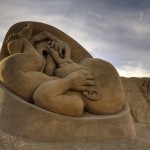 We Are Human Foetus Sand Sculpture
