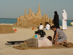 filming an advert in Qatar
