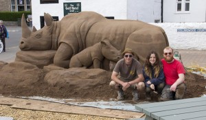 sand sculpture rhino