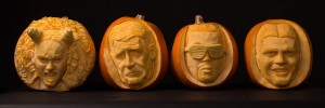 Celebrity portraits carved into pumpkins