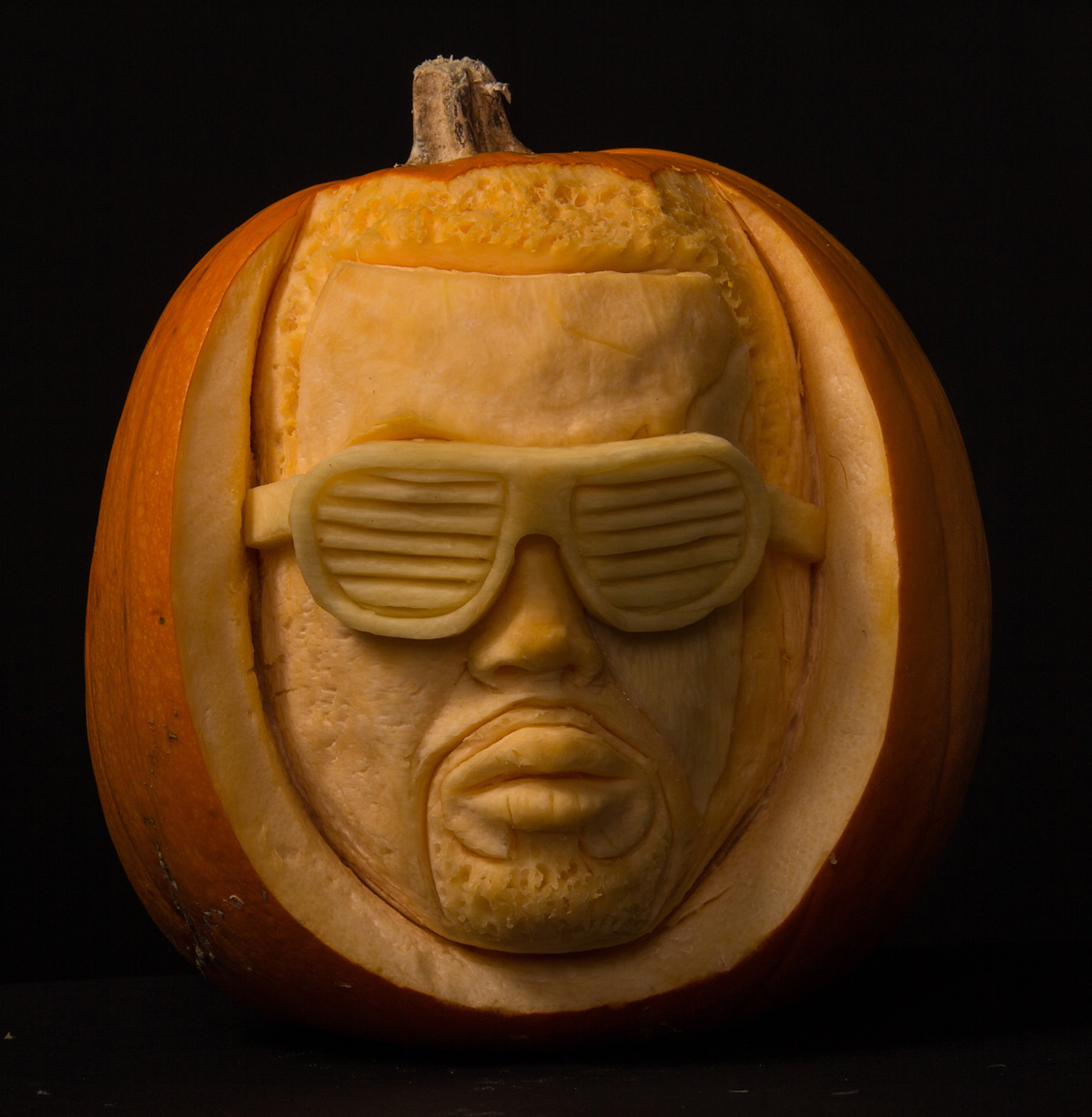 Kanye West's famous face pumpkin carving