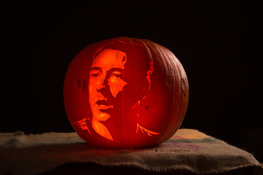 Chelsea player John Terry, portrait carved into a pumpkin