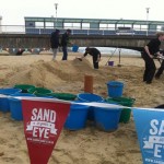 Preparing the hills for the first sand sculpture workshop