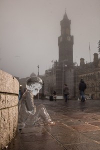 Bradford. No. 1 of the #pleaselookafterme ice sculptures