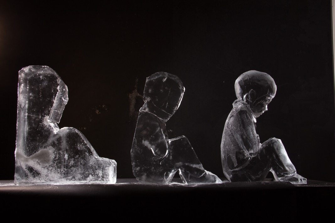 Progress of ice sculpture process