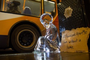One of the ice sculptures placed outside the Manchester Christmas Markets by Sand In Your Eye