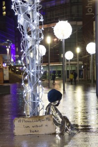 one of the #PleaseLookAfterMe ice sculpture sat in the cold winter night