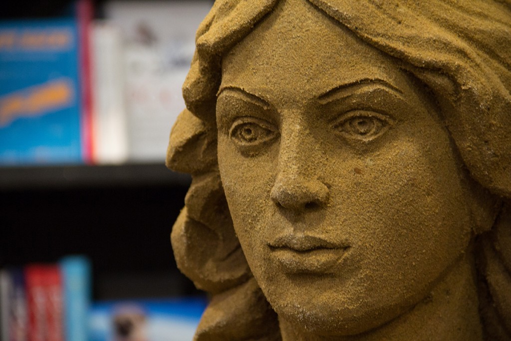 Emily Bronte made by Yorkshire sand sculptor Jamie Wardley