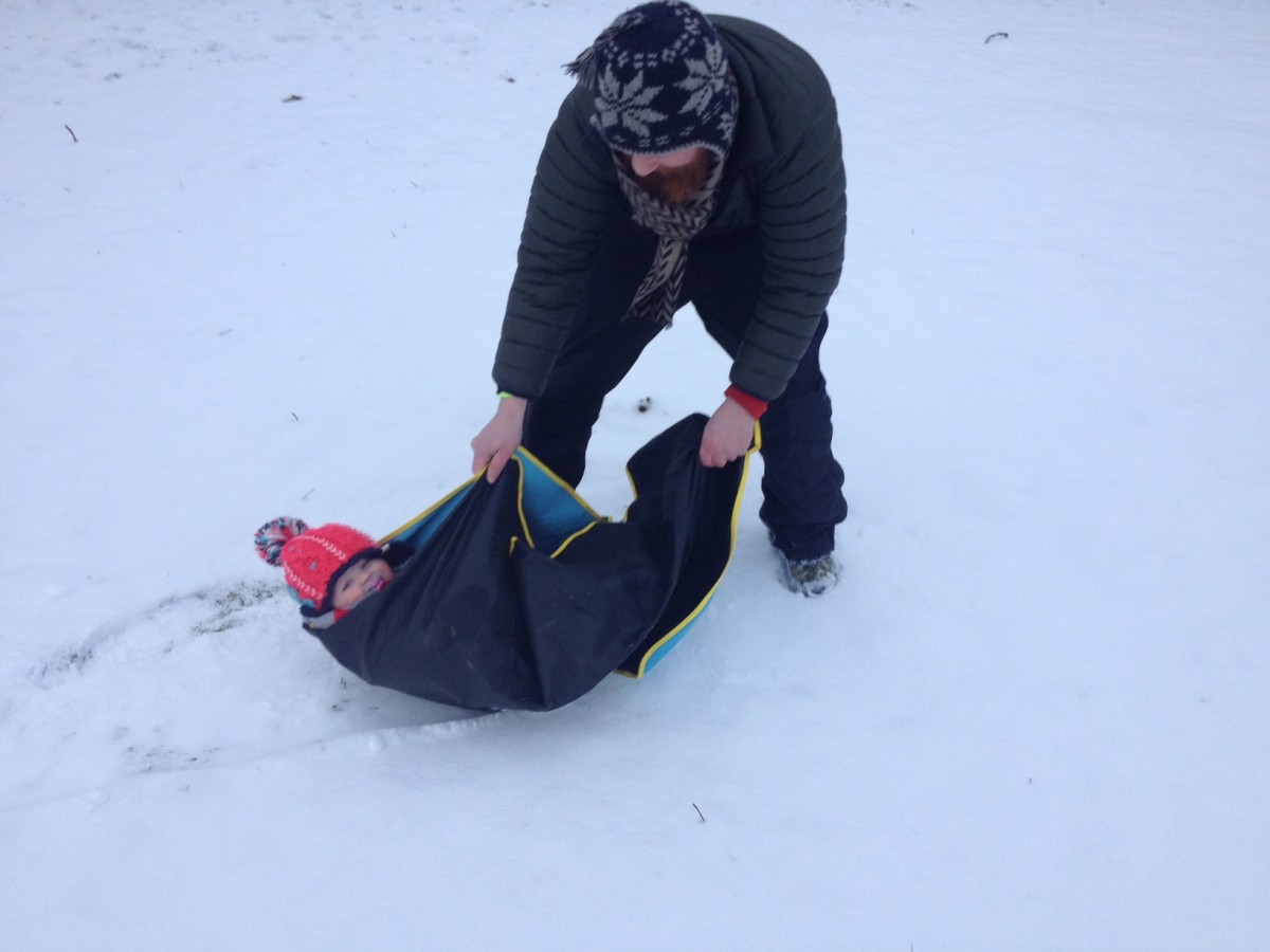 Floss and Jamie Wardley blanket sledging near Hardraw Force