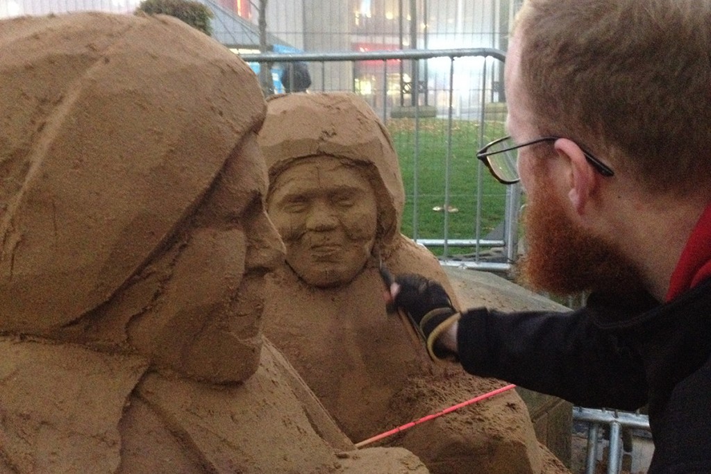 recording the sand sculpting process with UK sand sculptor Jamie Wardley