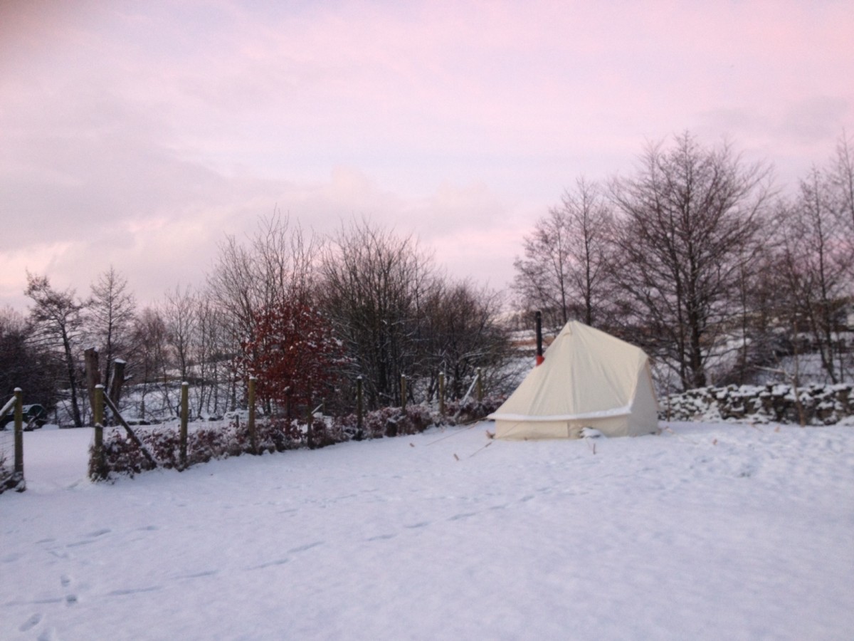 Beautiful morning winter camping