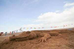 sand sculptures on the beach