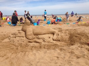Family fun, sand sculpture
