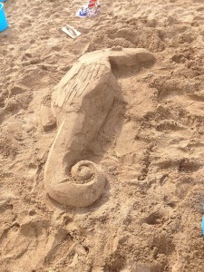 sea horse sand sculpture made during the workshops