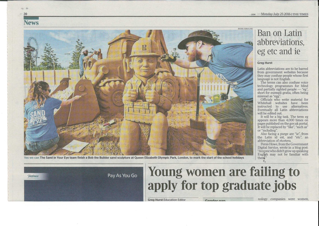 The Times newspaper coverage of the sand sculpture