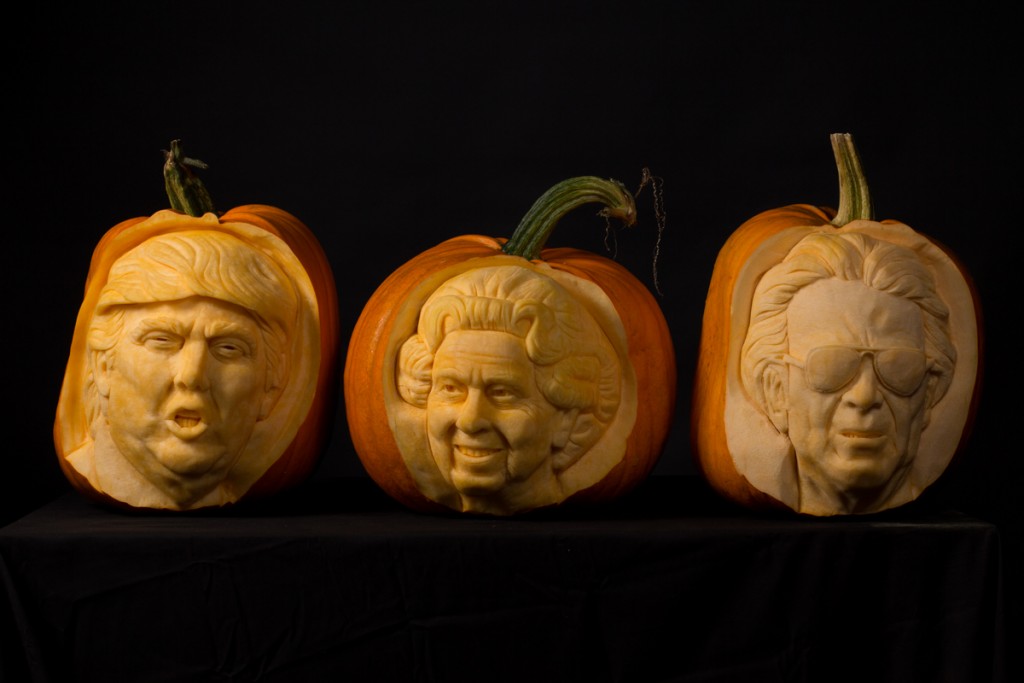 Celebrity Portraits made by professional pumpkin carvers at Sand In Your Eye
