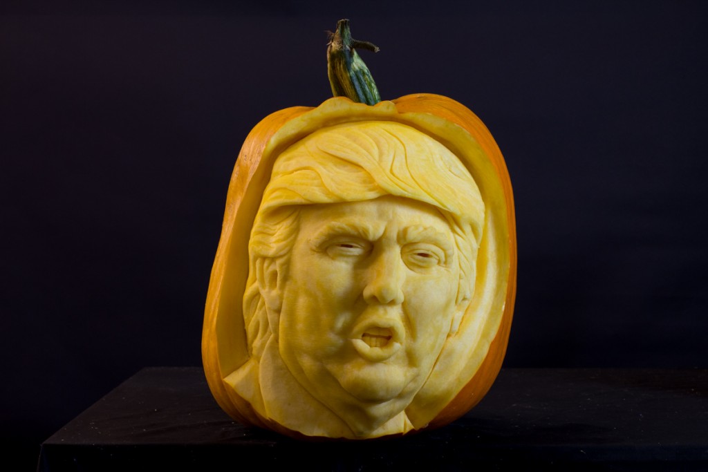Professional pumpkin carving Donald Trump made for Leeds Trinity Shopping Centre
