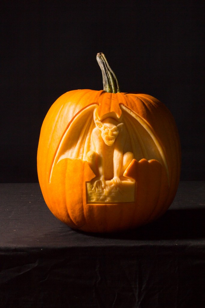 Gargoyle pumpkin carving