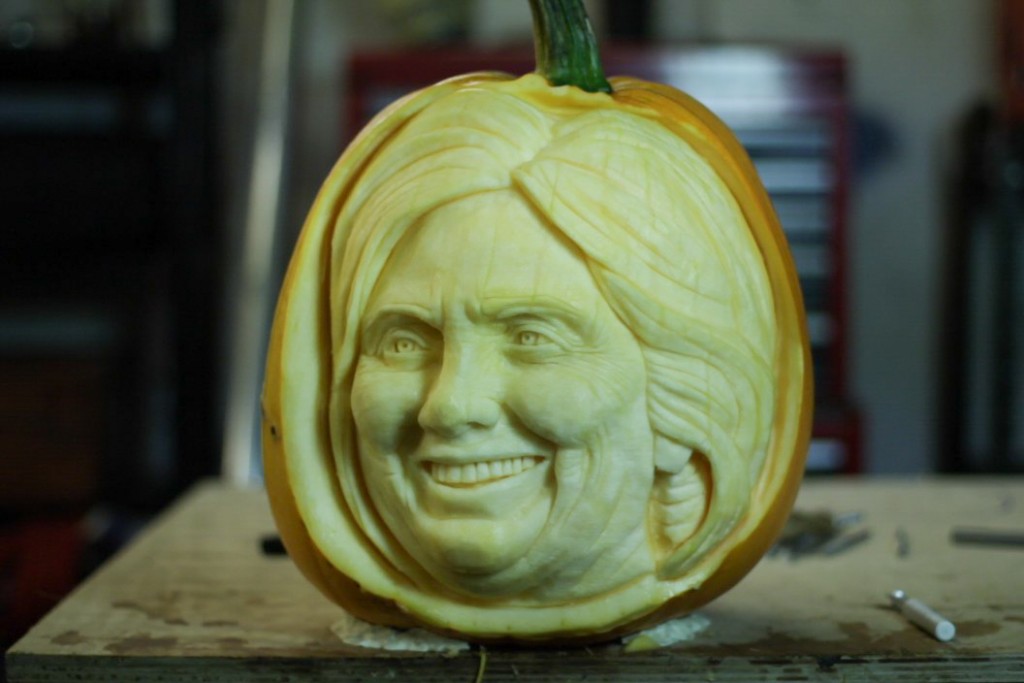 Hilary Clinton professional pumpkin carving