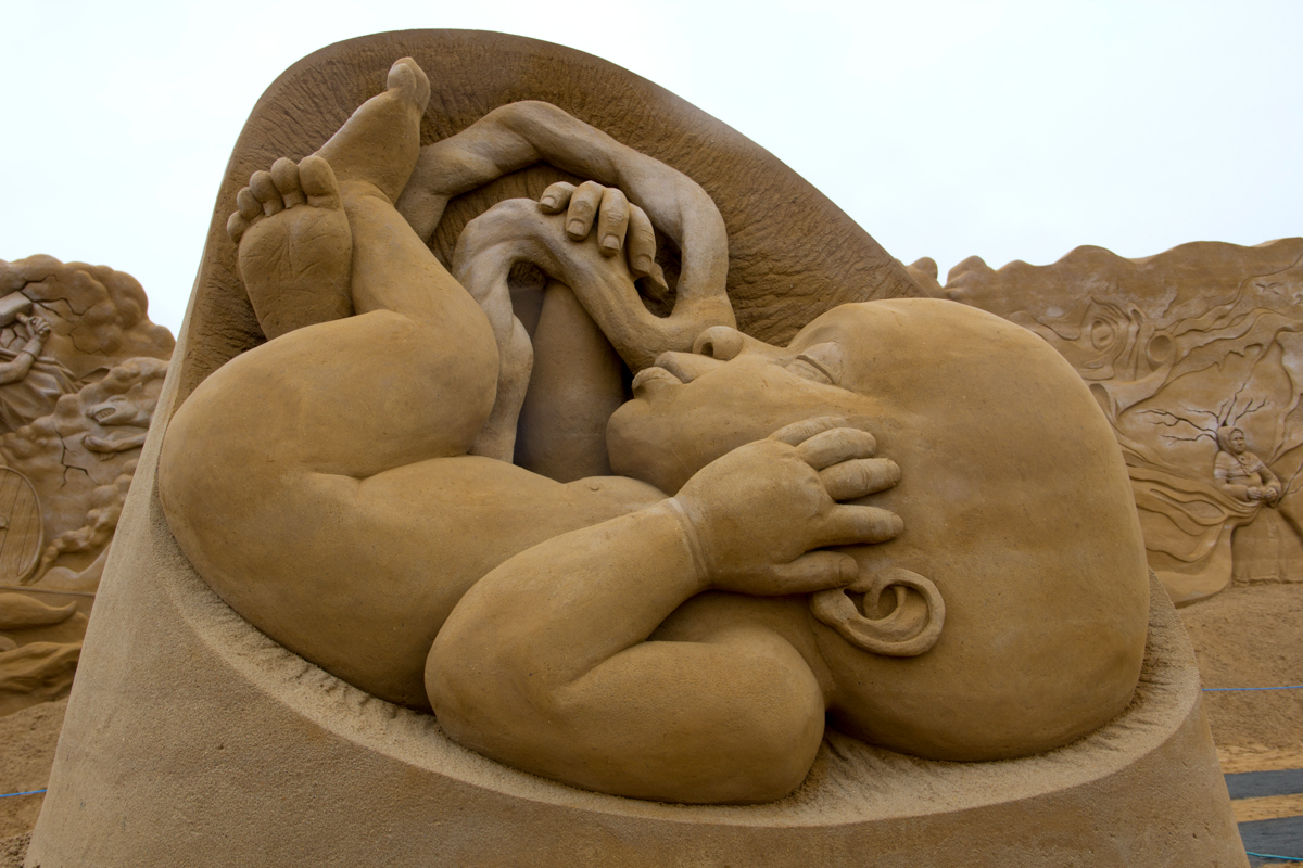 Professional sand sculpture baby Denmark