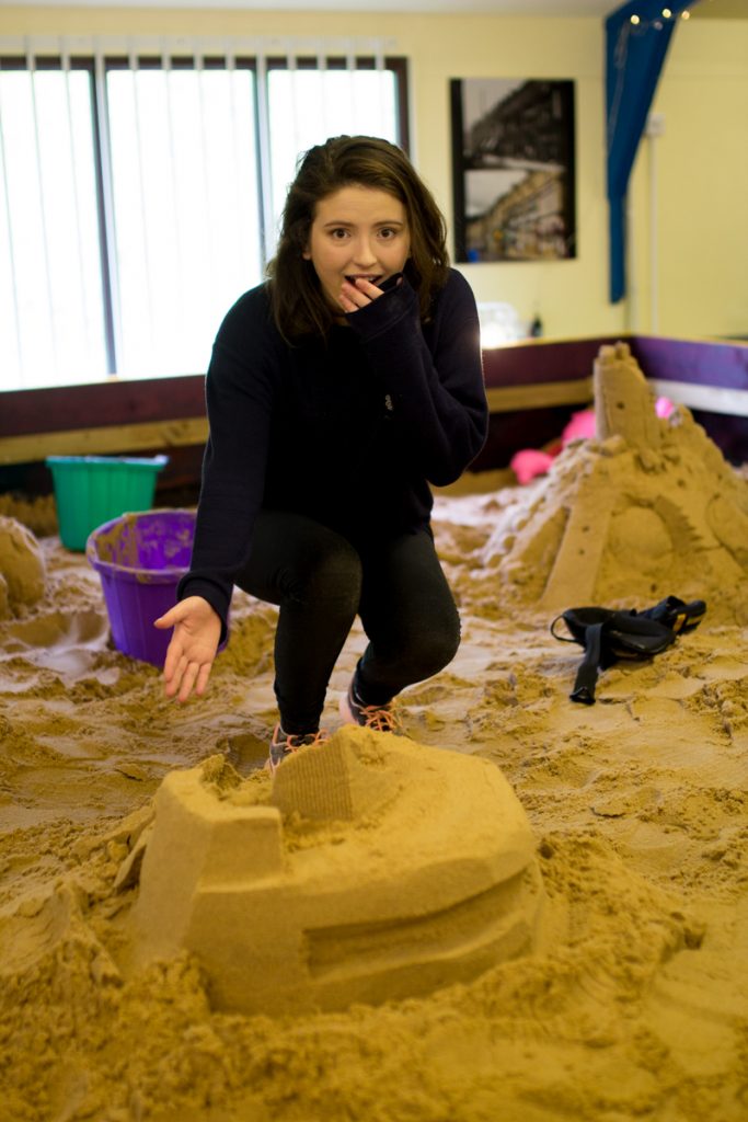Sometimes they just fall down! Sand Sculpture Courses at Sand In Your Eye Studio