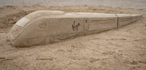 sand sculpture virgin trains