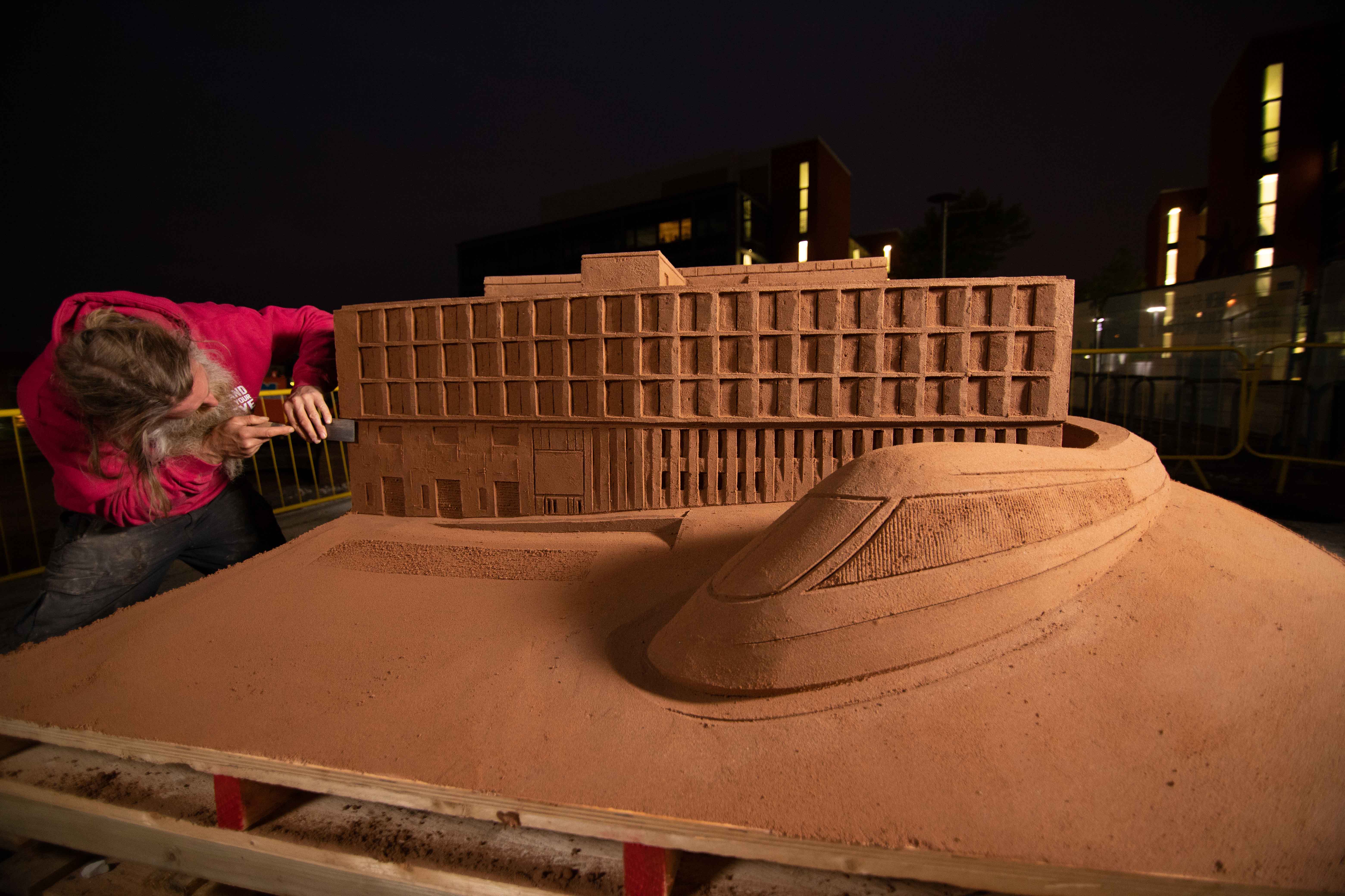 sand sculpting building