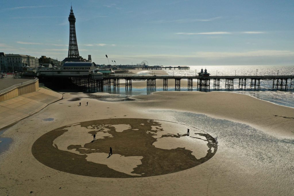 sea life Blackpool sand drawing